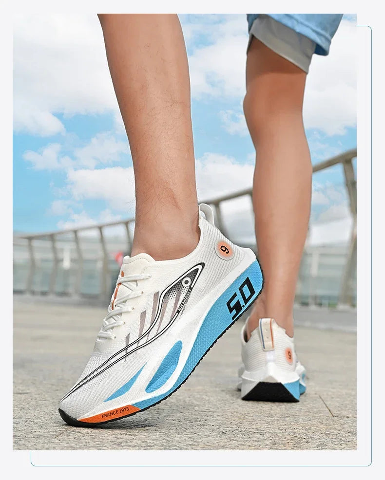 Baskets de sport pour homme FourSeasons, chaussures de course CarbonPlate, chaussures de marathon respirantes et confortables, chaussures d'entraînement d'athlétisme, marche