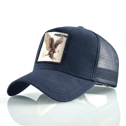 Cappellino trucker fashion con patch ricamata con capra, snapback da baseball quattro stagioni per uomo e donna, cappello con visiera regolabile
