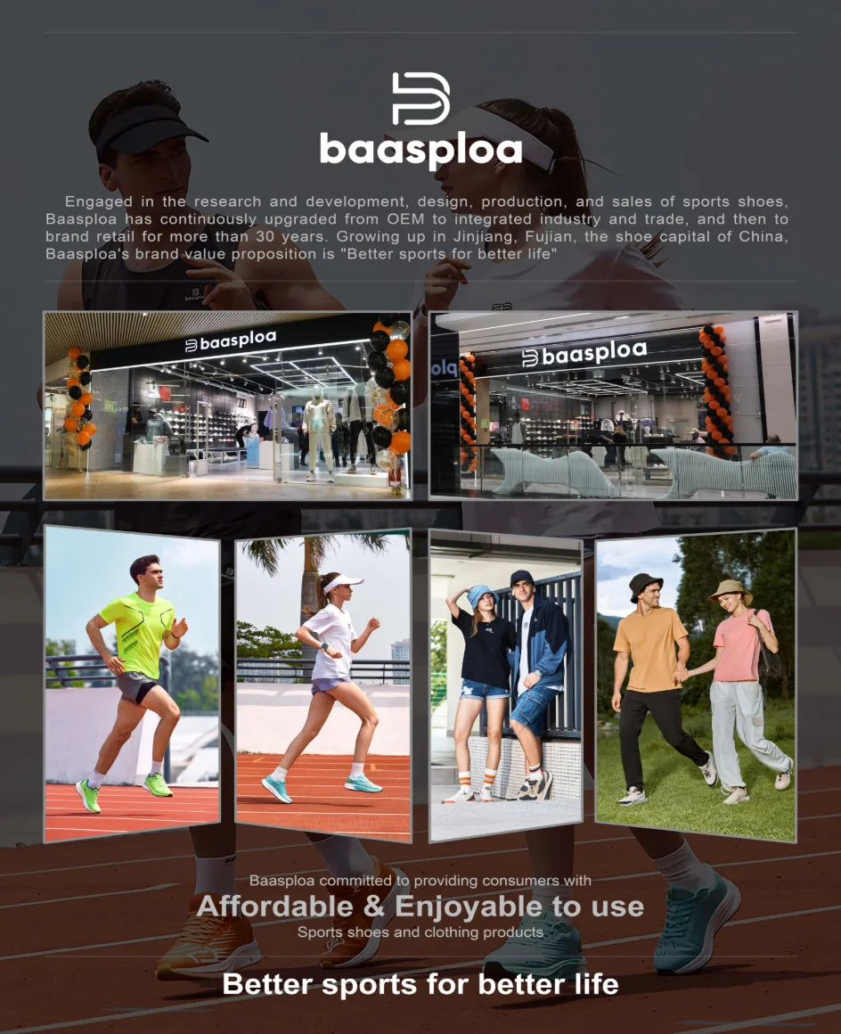 Baasploa Men Jogging Sports Shoes Carbon Plate Professional Cushioning Sneakers Male Outdoor Breathable Non Slip Running Shoes