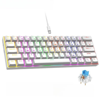 60% mechanical keyboard 61 key wired luminous gaming keyboards Gamer keyboard for computer PC ergonomic black white key board