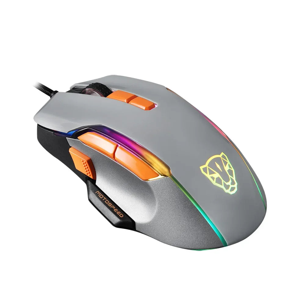 MOTOSPEED V90 Wired Gaming Mouse RGB, 5000 DPI Programmable Gaming Mouse with 9 Buttons, PMW3325 Optical Sensor, USB Wired Gaming Mouse for PC & Laptop