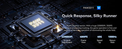 Rato Gaming Sem Fios ATTACK SHARK X11SE, Tri-Mode, Superleve de 63g com Sensor PAW3311, 22000 DPI, Bateria de 300mAh, Duplo Driver