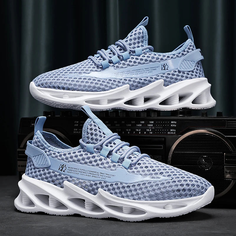 Sommer-sneakers til mænd i mesh, åndbare løbe- og tennissko til udendørs sport, Tenis Masculino, hvide casual vandresko, størrelse