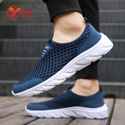 YRZL Lightweight Men's Casual Shoes, Breathable Slip-On Male Casual Sneakers, Anti-Slip Men's Flats, Outdoor Walking Shoes Size 39-46