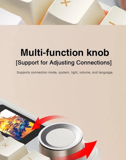 AULA F108 PRO Esports Gaming Mechanical Keyboard Three Mode Custom Multi-Knob RGB Backlight Keyboard with TFT Smart Display