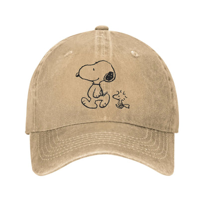 Sleeping Snoopy-baseballkepsar, avslappnad stil, tvättad look, snapback-keps, unisex, utomhus, sommar, justerbar keps