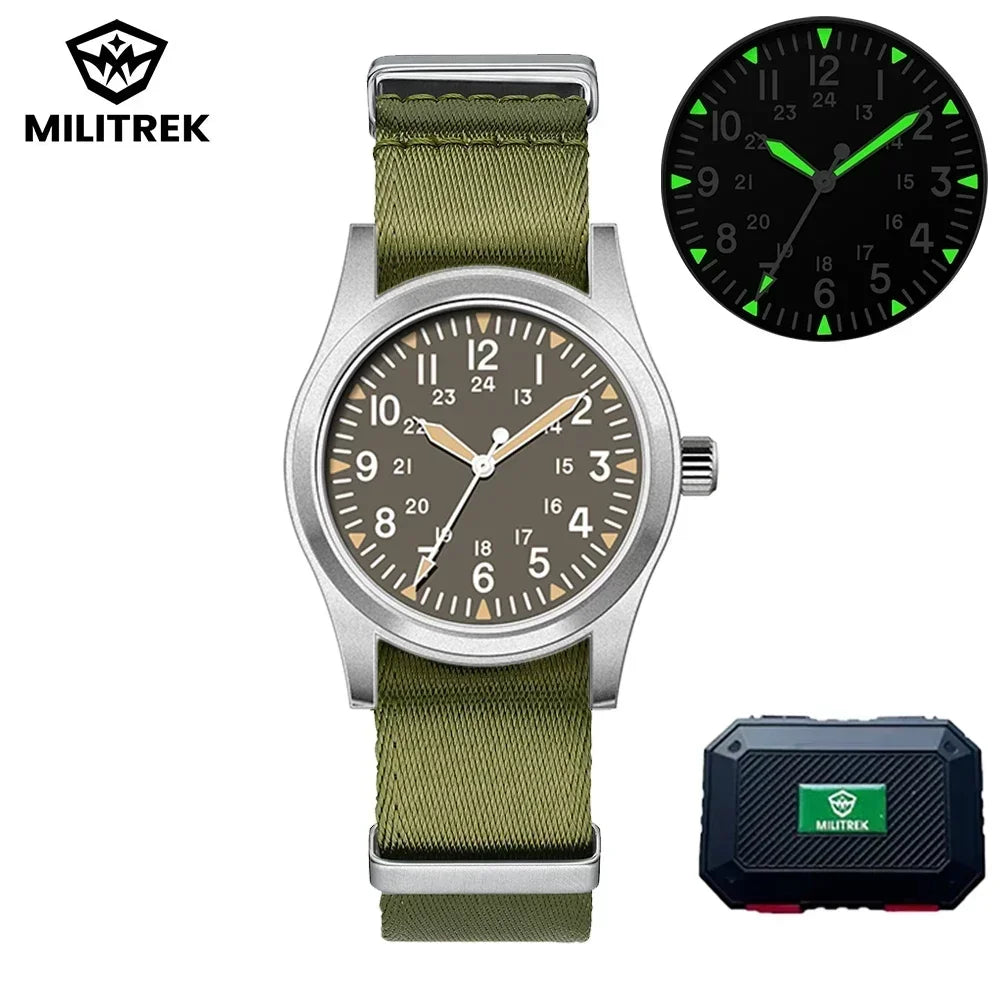 MILITREK 2026 New Military Retro Men's VH31 Quartz Watch 37mm Sapphire Stainless Steel 100m Waterproof C3 Luminous Watch for Men