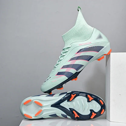 Nouvelles chaussures de football professionnelles pour hommes, crampons de football antidérapants TF/FG, baskets pour garçons, chaussures de sport confortables à la cheville, unisexes