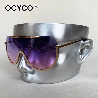 2026 Oversized Metal Rimless Integrated Windproof Sunglasses For Women Trends Y2k Luxury Brand Design Sun Glasses Unisex UV400
