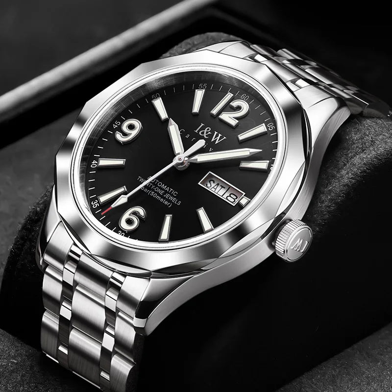 Reloj CARNIVAL luxury mechanical men’s watch in tungsten, MIYOTA 8205 automatic movement, water-resistant.