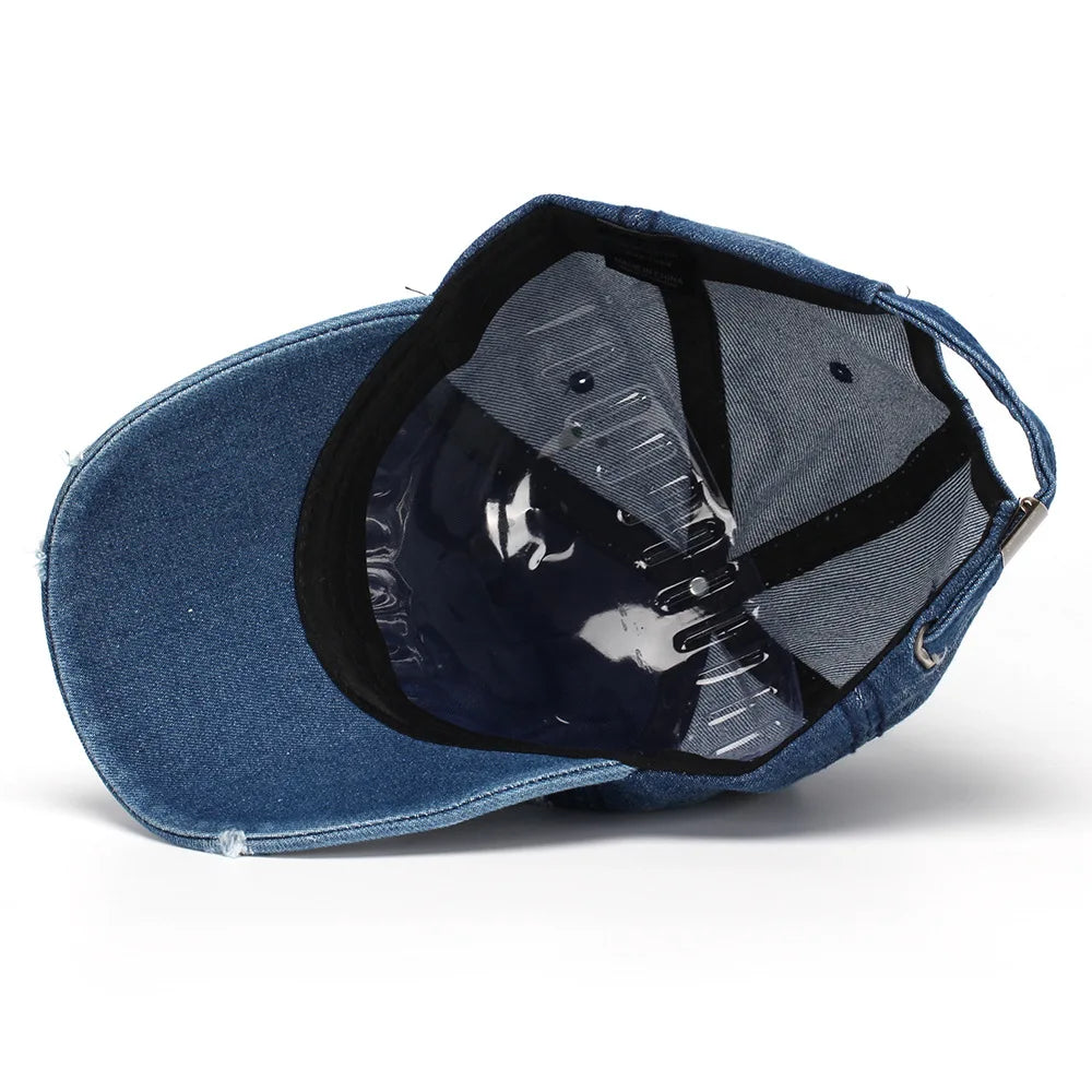 New European and American style letter embroidered baseball caps, personalized distressed and patched baseball caps, sun hats