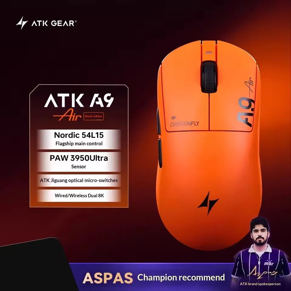 ATK Dragonfly A9 SE Plus Pro Max Ultra Wireless Gaming Mouse NearLink Ultra-lightweight Tri-mode Dual 8K Ergonomic E-sports Mouse