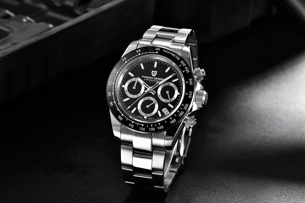 Montre pour homme PAGANI DESIGN – Modèle à cadrans colorés, montre-bracelet à quartz de luxe, chronographe équipé d'un mouvement