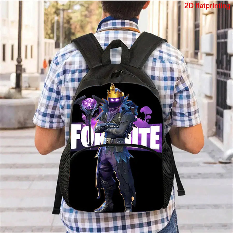 FORTNITE 3Pcs Lightweight Backpack With Front Pocket,Crossbody Bag&Pencil Case For Age 5-10 Boys Girls,Free 3D Printed Keychain