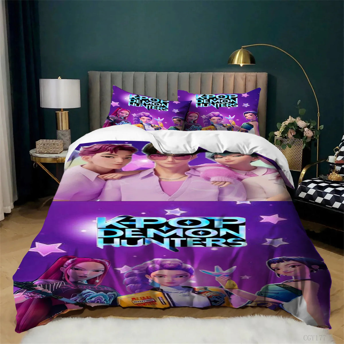 KPop Bedding påslakanset, 3 delar, lätt och mjukt påslakan i mikrofiber med dragkedja