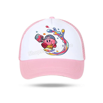 Kirby Summer Baseball Polyester Hats Universal Casual Cap Truck Driver Cartoon Peripheral Items Adult Adjustable Children Action