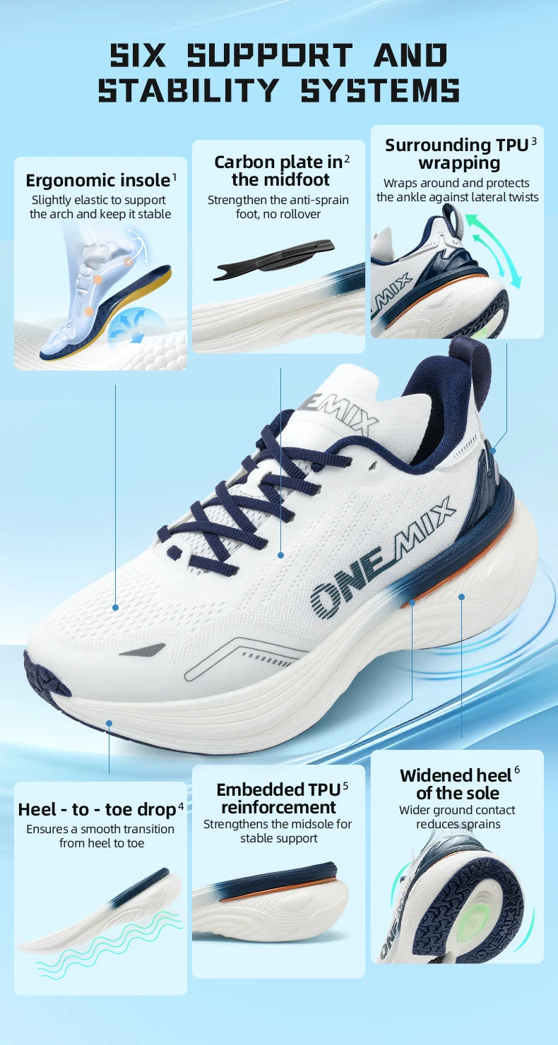 ONEMIX Bumper Max Jogging Running Shoes Unisex Lightweight Sneakers Road Wear-Resistant Fashion Sports Fitness Shoes