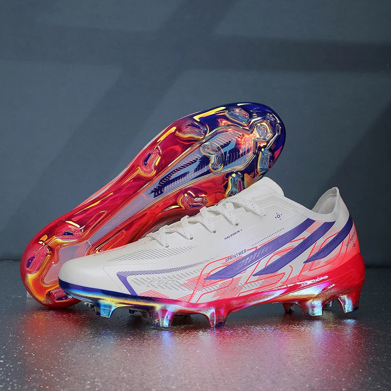 Chaussures de football pour adultes, économiques, en tissu mélange de polyuréthane, avec crampons en caoutchouc résistants et antidérapants, idéales pour les amateurs et les passionnés de football.