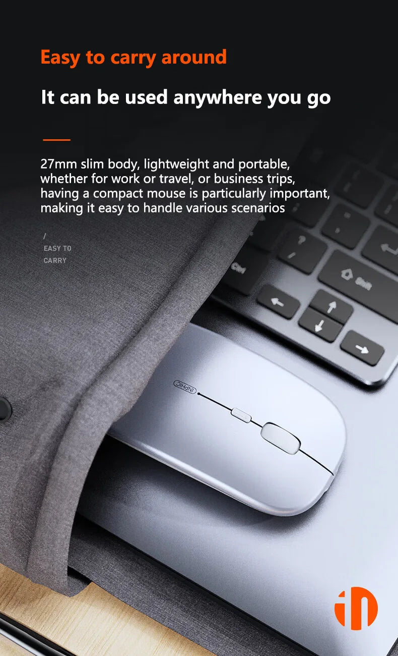 Inphic M1P Rechargeable 2.4G Wireless Mouse Battery Level Display Office Mute Ultra Thin Portable Mouse for Laptop