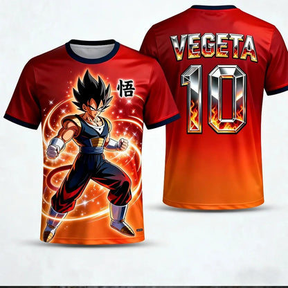 Sommer-Dragon Ball-T-shirt til mænd – åndbar, 3D-trykt, afslappet, familievenlig, unisex, børn, sport, fodboldtræningstrøje