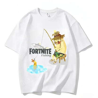 „Fortnite“ apvalios iškirptės marškinėliai, unisex suaugusiesiems, žaidimo šokių stiliaus, nauji, iš grynos medvilnės, trumpomis rankovėmis, puikiai tinka kasdienai ir atostogoms