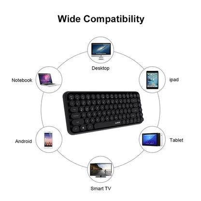 AJAZZ 308i  Wireless Bluetooth Keyboard 84 Keys Rechargeable Retro Round Typewriter Keycaps, Portable Mechanical K
