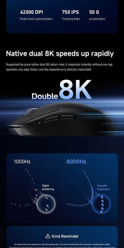 MCHOSE A7 V2 Ultra Pro Wireless Gaming Mouse 42000DPI PAW3950 8K