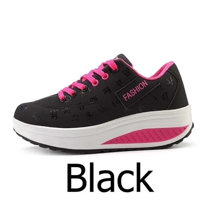 Women’s Outdoor Thick-Bottom Swinging Casual Shoes Fashion Platform Large 42 Flat-Bottom Walking Sports Shoes Walking and Running