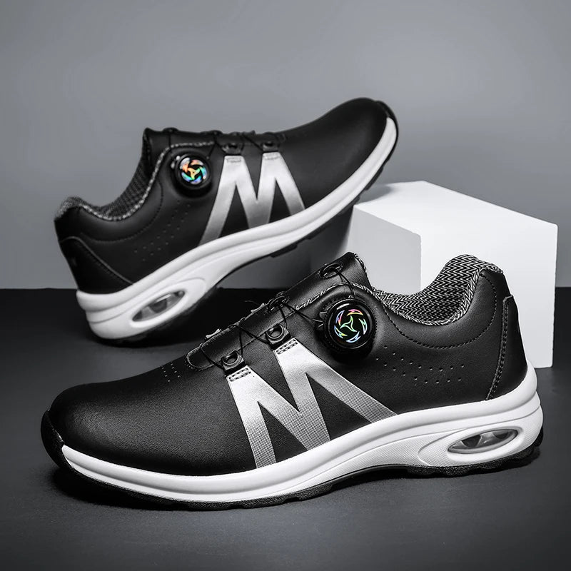Golf Shoes Air Cushion Men Sports Running Driving Shoes Breathable Lightweight Comfortable Athletic Nonskid Rotating Sneakers