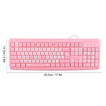 Teclado USB con cable de 104 teclas, ultrafino, con adorable diseño de dibujos animados, ergonómico y Plug and Play para PC y portátiles del hogar