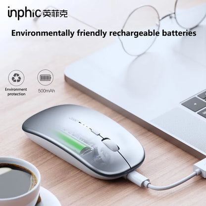 Inphic M1P Rechargeable 2.4G Wireless Mouse Battery Level Display Office Mute Ultra Thin Portable Mouse for Laptop