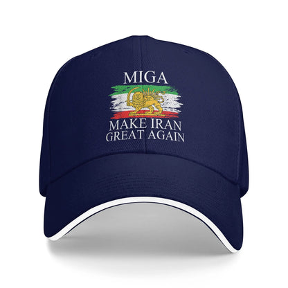 Make Iran Great Again Emblem Of Iran MIGA Gift Sun Baseball Cap Summer Unisex Trucker Hat High Quality Baseball Caps