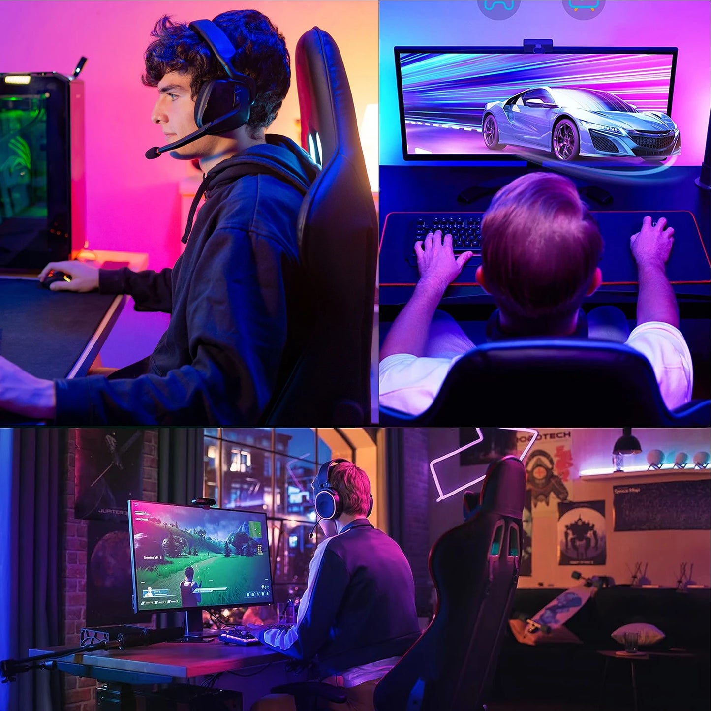 Gaming chair, office chair, desk chair, heavy-duty chair. Ergonomically designed with a cushioned seat and adjustable backrest.