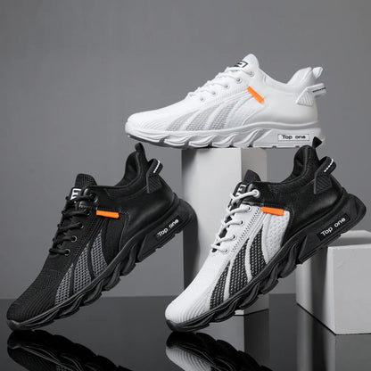 Moda Herrsneakers Mesh-skor Casualskor Snörskor för män Lätta vulkaniserade skor Promenadsneakers Zapatillas Hombre