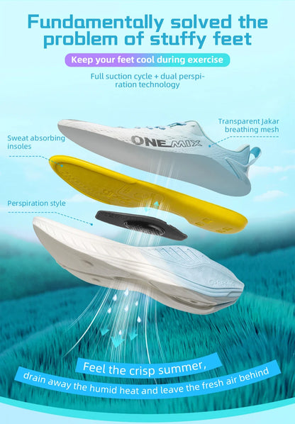 ONEMIX Scarpe da corsa casual Scarpe da jogging estive traspiranti Uomo Leggere Scarpe da palestra da donna Scarpe sportive ammortizzate da uomo per attività all'aperto