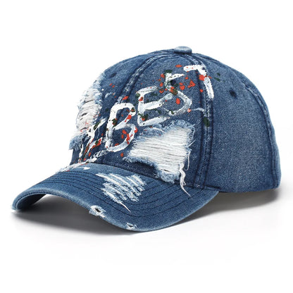 New European and American style letter embroidered baseball caps, personalized distressed and patched baseball caps, sun hats