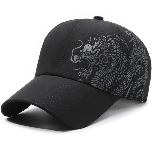 Dragon print baseball cap, summer outdoor sun protection sports quick drying cap, casual men's and women's duckbill cap