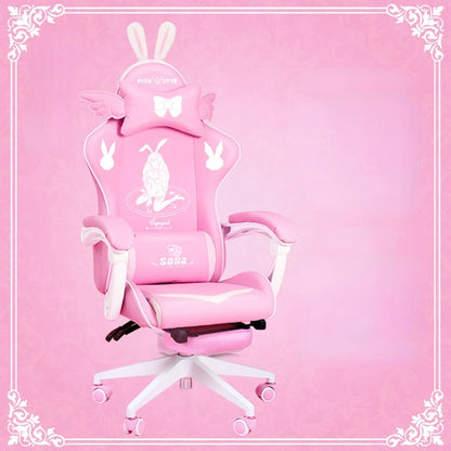 Pink Gaming Chair High-Quality Girls Cartoon Home Live Gamer Chair Comfortable Swivel Chair Adjustable Office Computer Chair