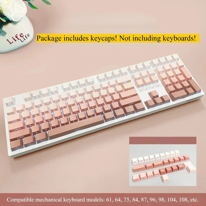 New 133 Keys Gradient Green Shine Through Keycaps Side Printed PBT Keycap Cherry Profile Double Shot for Mechanical Keyboards