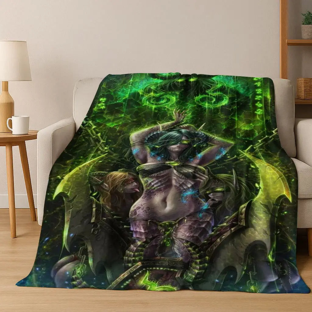 WOW World of Warcraft Arthas Demon Illidan Sylvanas flanelasta odeja, udobna in mehka odeja za dom, spalnico, posteljo, kavč, darilo
