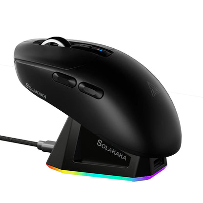 Mouse gaming wireless SOLAKAKA SM820 tri-mode, dock magnetic reîncărcabil, RGB, PAW3311, 24000DPI, macro, ultra-ușor