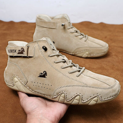 Men's Leather Casual Shoes, Non-slip Walking Sports Shoes, Handmade Shoes for Men with Free Shipping, High Top Sneakers Masculino