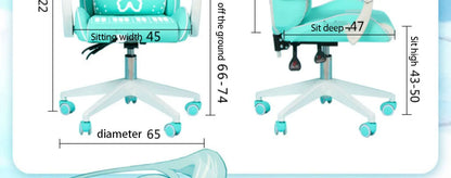 Pink Cartoon Electric Sound Girl Office Chair 360° Lift Rotating Home Computer Game Student Learning to Upgrade Latex Cushion
