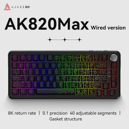 AJAZZ AK820 MAX Magnetic Switch Mechanical Gaming Keyboard, Wired 75% RGB Gasket Mechanical Keyboard with Type-C, Hot-Swappable PBT Keycaps, 8000Hz Polling Rate