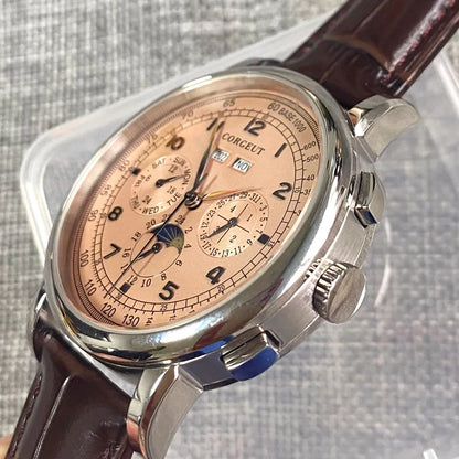 Avtomatska moška ura Multification z datumom, dnevom, mesecem in letom, mehanska moška ura iz 316L, polirano ohišje, indikator dan/noč, 42mm