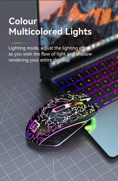 2.4GHz Bluetooth Wireless Mouse Rechargeable RGB Backlight Mice 1600 DPI Ergonomic Design Gaming Mouse for PC Laptop Macbook