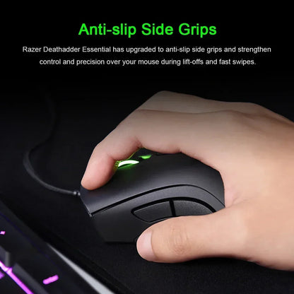 Original Razer DeathAdder Essential Wired Gaming Mouse 6400DPI Optical Sensor 5 Independent Buttons for Laptop PC Gamer