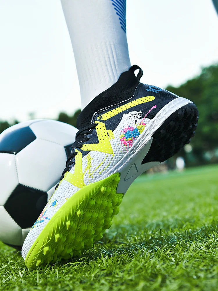 Chaussures de football TF pour adultes, semelle en caoutchouc résistante à l'usure pour terrain synthétique, chaussures de football légères en PU pour hommes, pour matchs sur gazon extérieur
