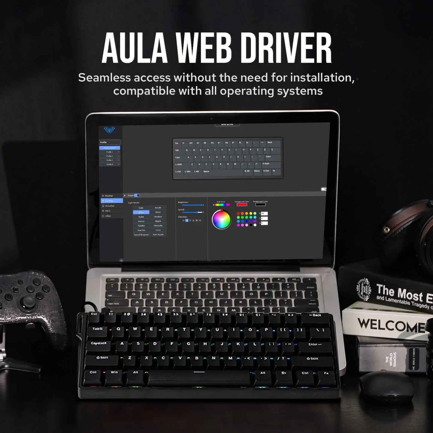 AULA WIN60 HE/WIN60 HE MAX 60% Tastiera meccanica cablata con struttura Tray-Mount hot-swap e switch magnetici Hall Effect