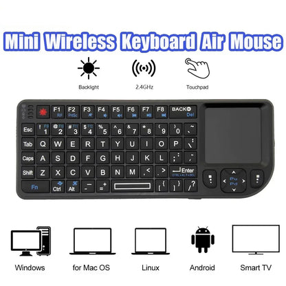 A8 Mini Wireless Keyboard 2.4G RF Backlit Touchpad Russian English Keyboard For MacBook iPad PC Tablet USB Rechargeable Air Mouse